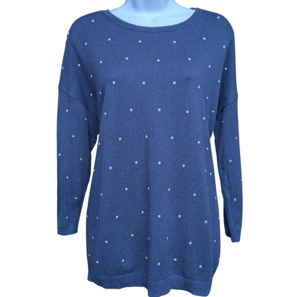 J. Jill Women's Navy Blue Sweater with White Polka Dots Size M - Picture 1 of 10
